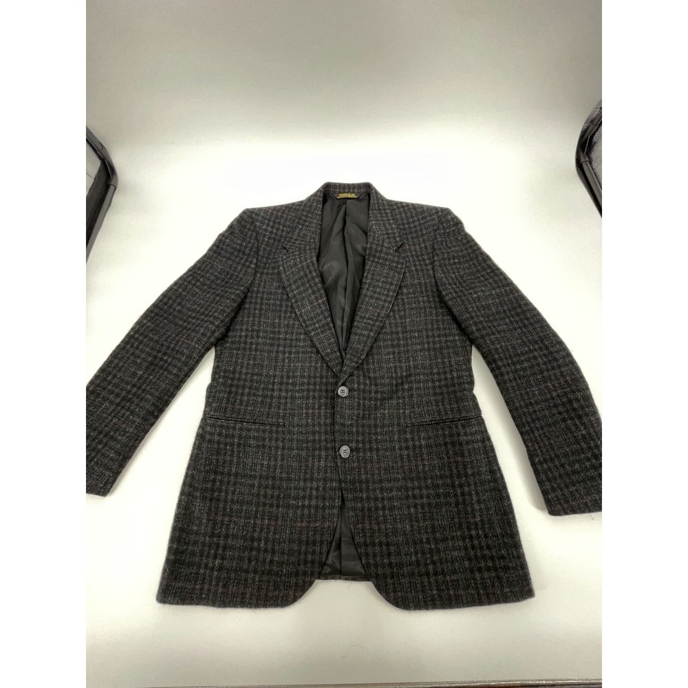 Adams Row by Richman Blazer Jacket Mens Gray Houndstooth Plaid Wool Notch Lapel